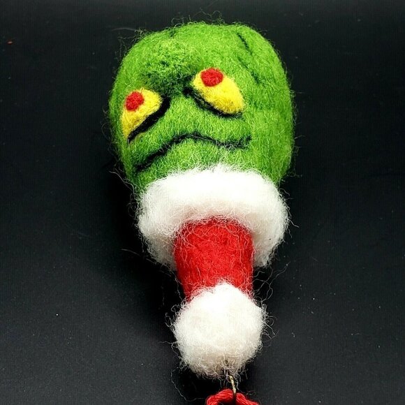 Handmade Felted Wool Santa Monster Ornament Green Halloween Creepy Christmas - Picture 6 of 8